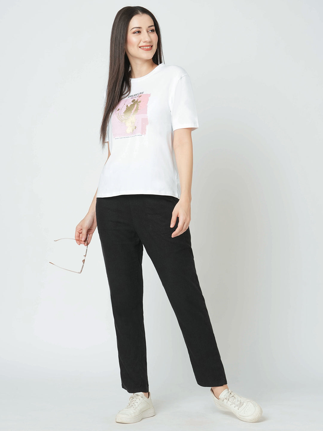 Women White Boxy Graphic Tees