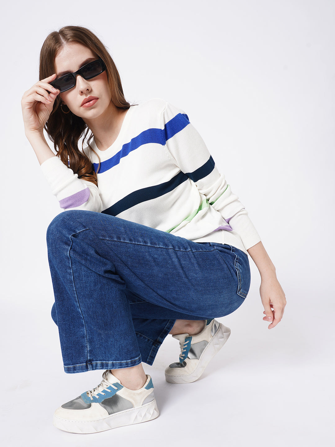 Women Blue High-Rise Loose Straight Jeans