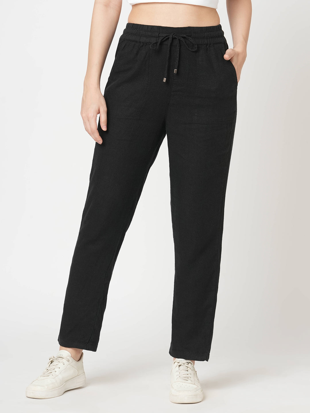 Women High-Rise Comfort Paper Bag Pants