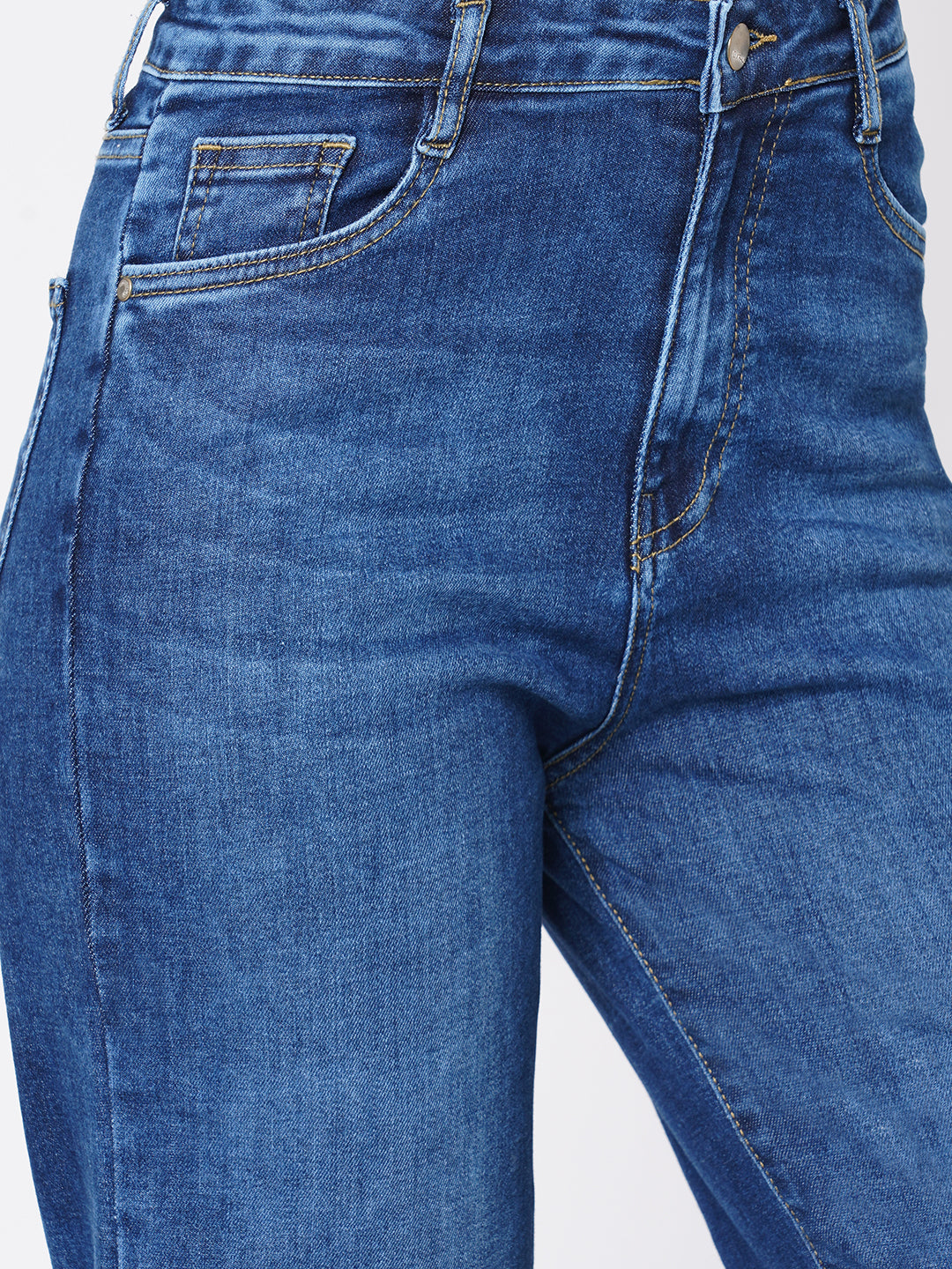 Women Blue High-Rise Loose Straight Jeans