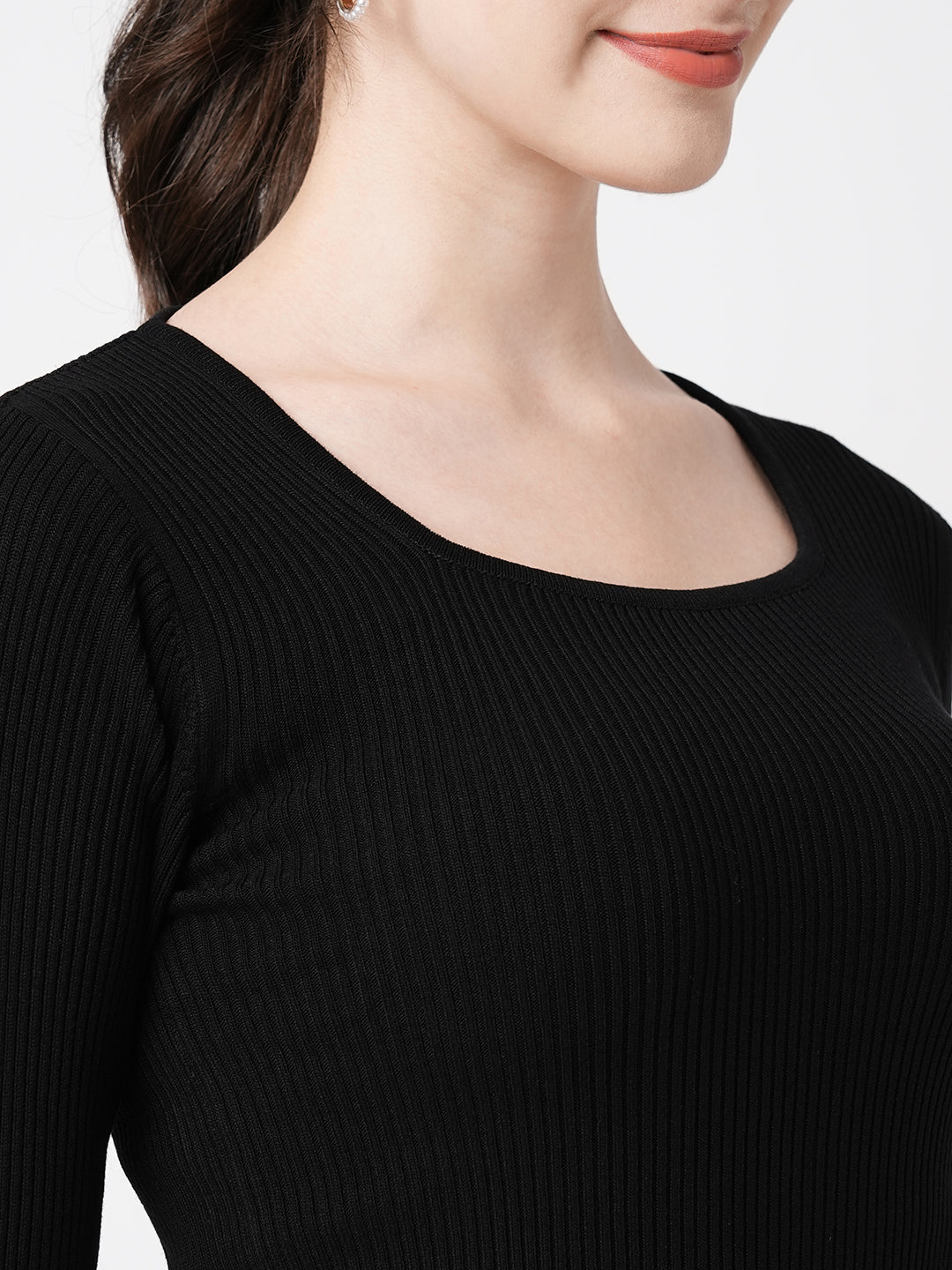 Women Black Flat Knit