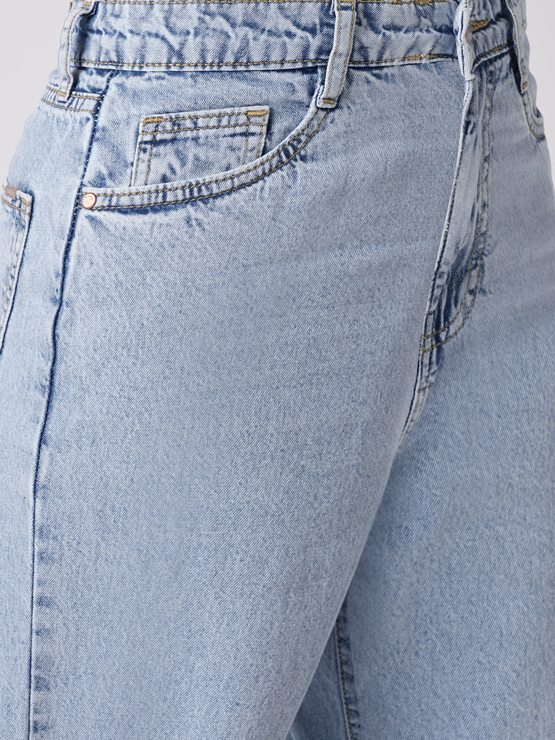 Women Light Blue High-Rise Wide Leg Jeans