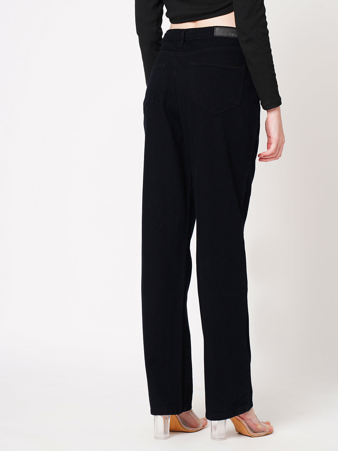 Women Black High-Rise Loose Straight Jeans