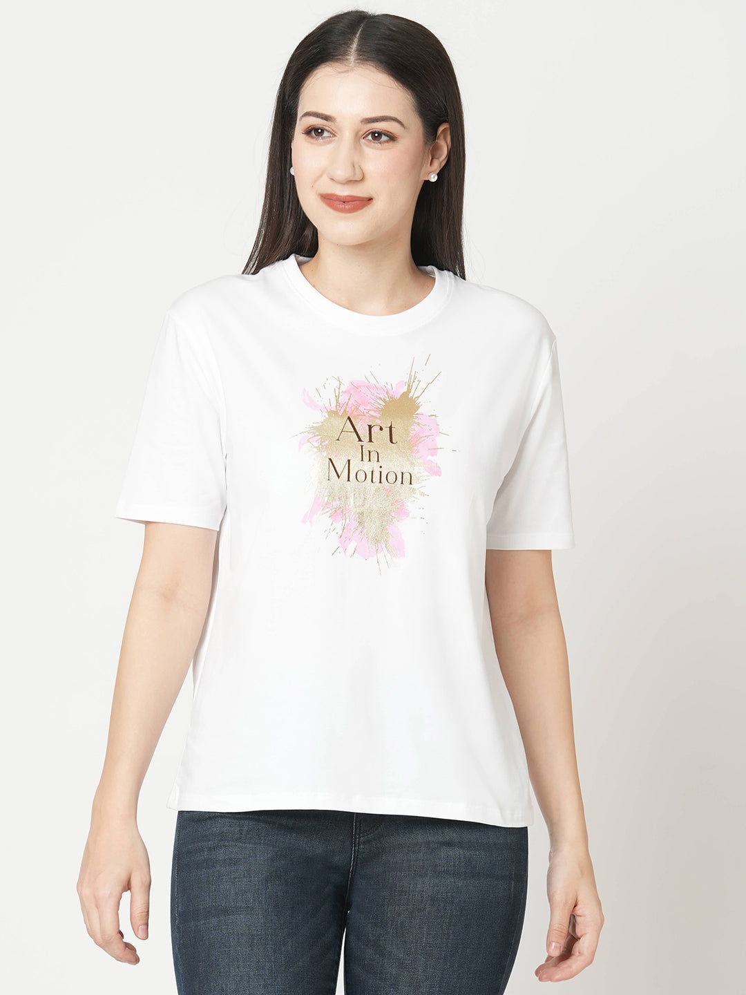 Women White Boxy Graphic Tees