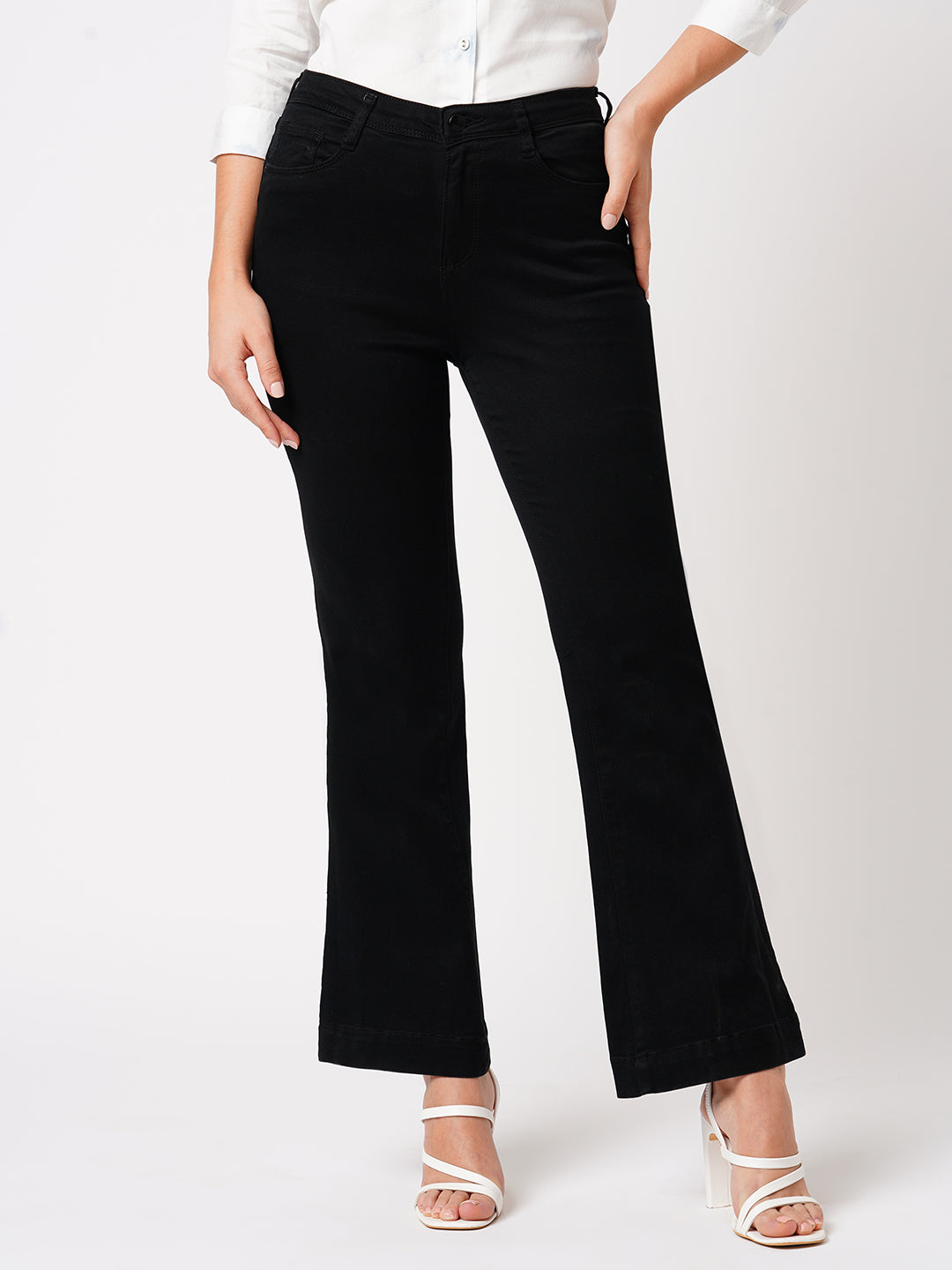 Women Black High-Rise Flare Jeans