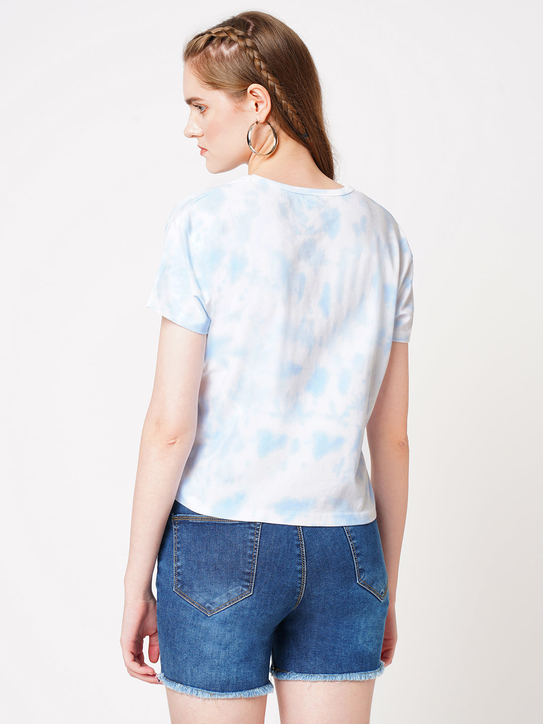 Women Sky Tie & Dye Slim T-Shirt