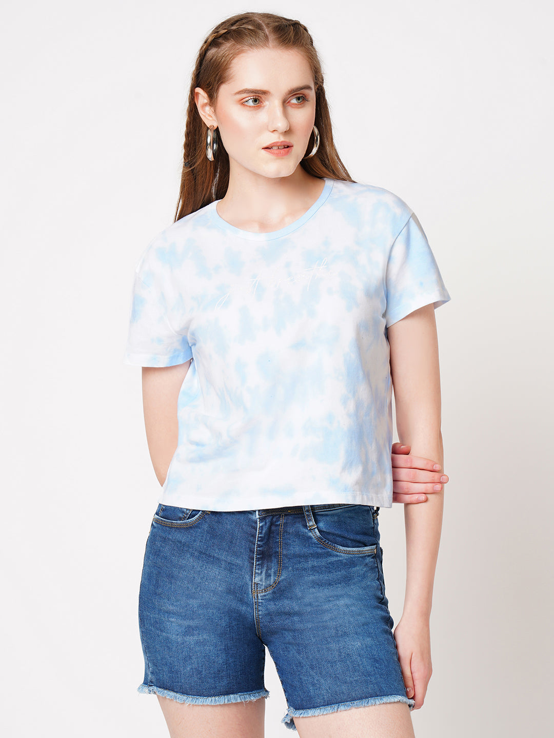 Women Sky Tie & Dye Slim T-Shirt
