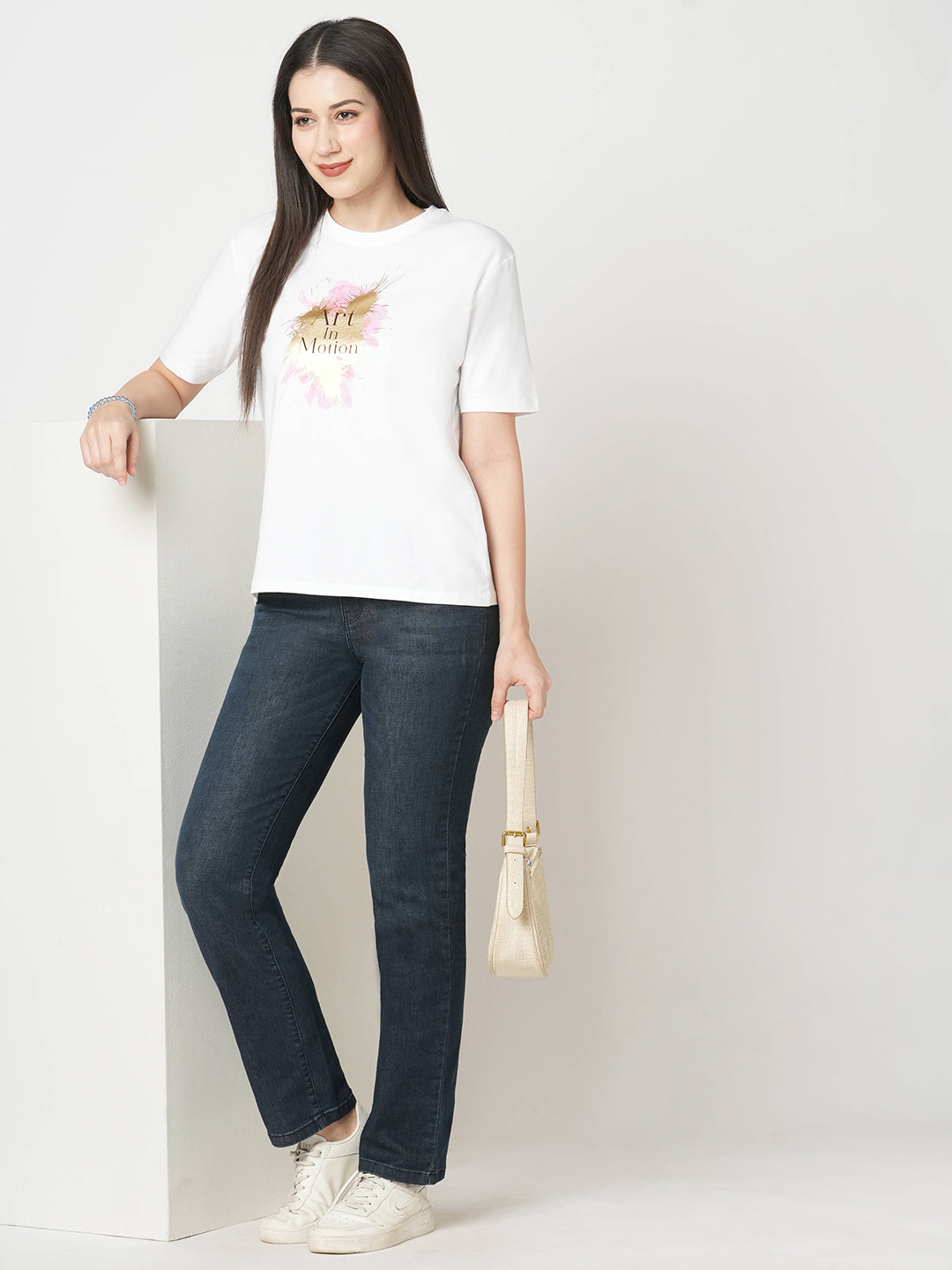 Women White Boxy Graphic Tees