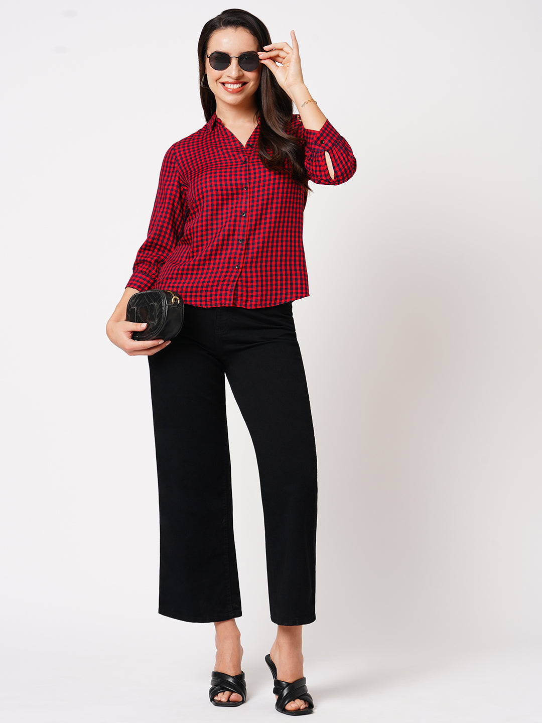 Women Black High-Rise Wide Leg Jeans