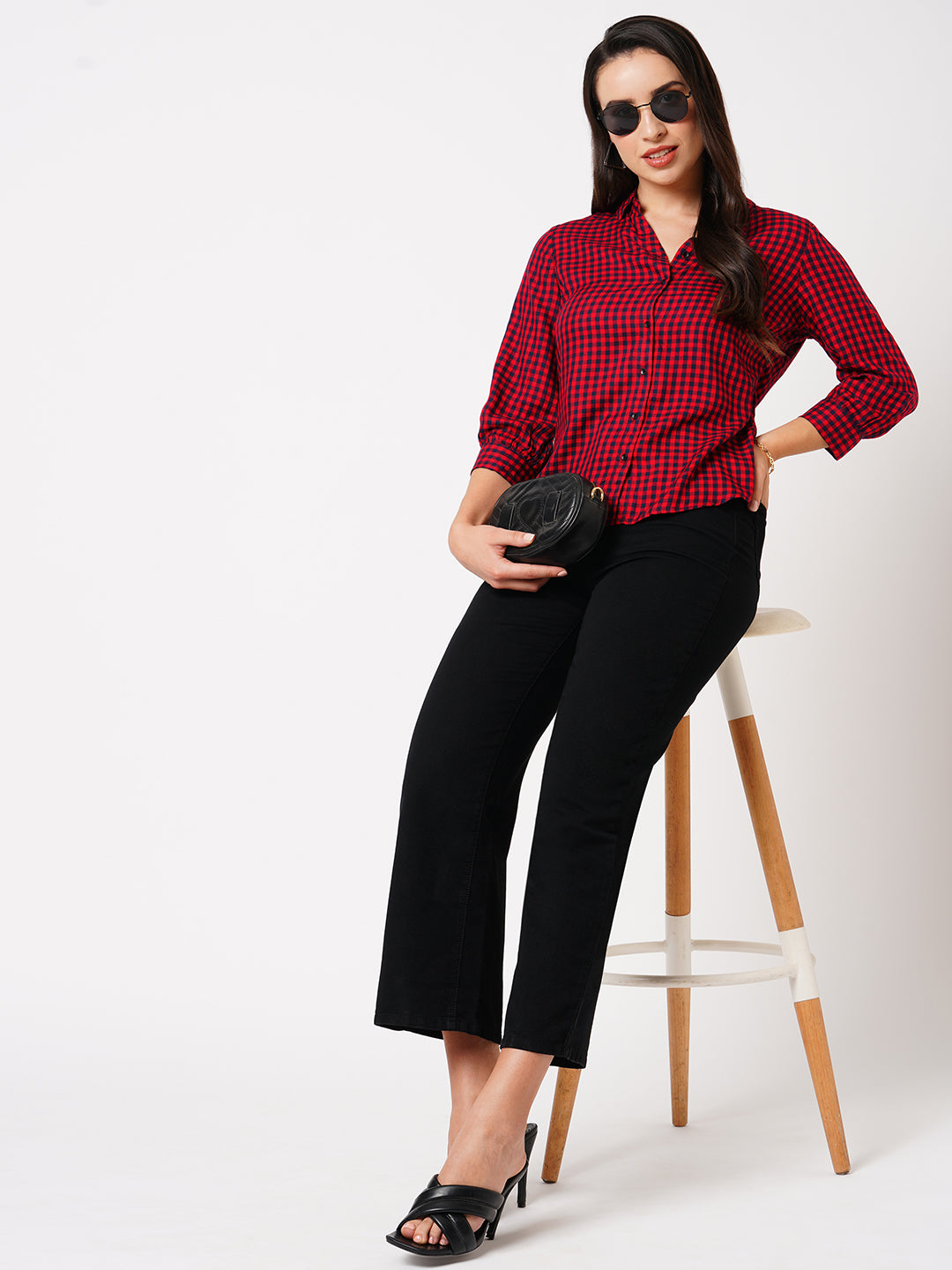 Women Black High-Rise Wide Leg Jeans