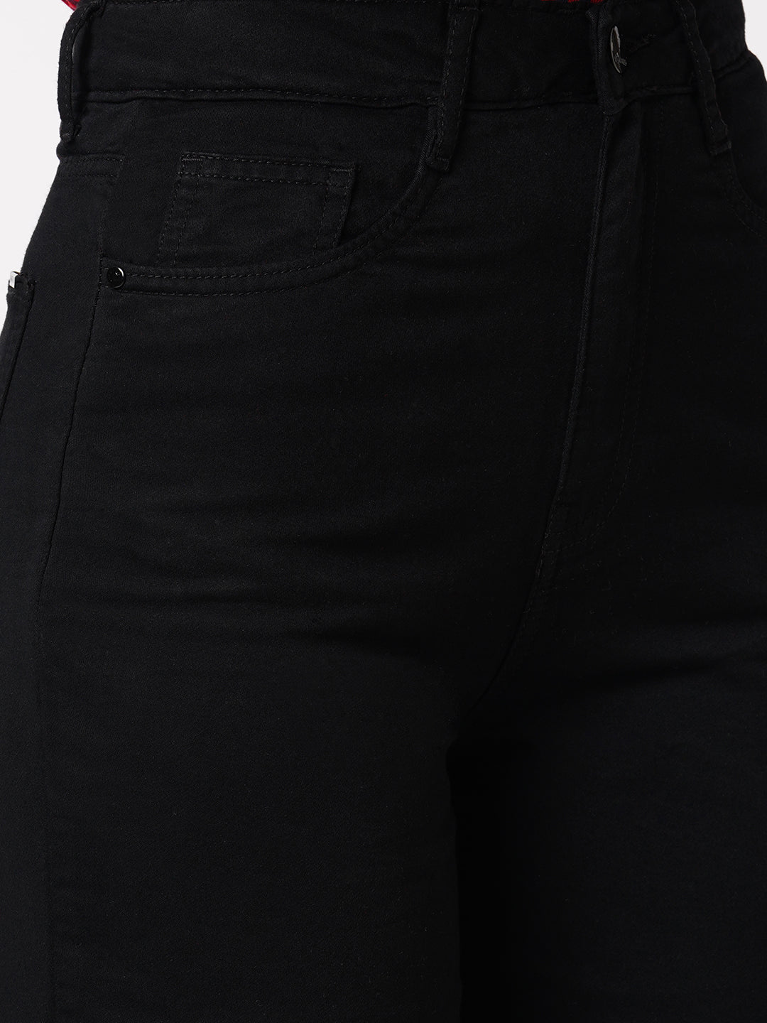 Women Black High-Rise Wide Leg Jeans
