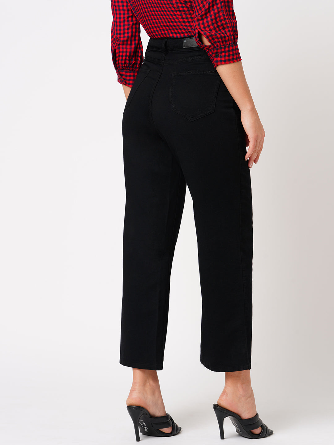 Women Black High-Rise Wide Leg Jeans