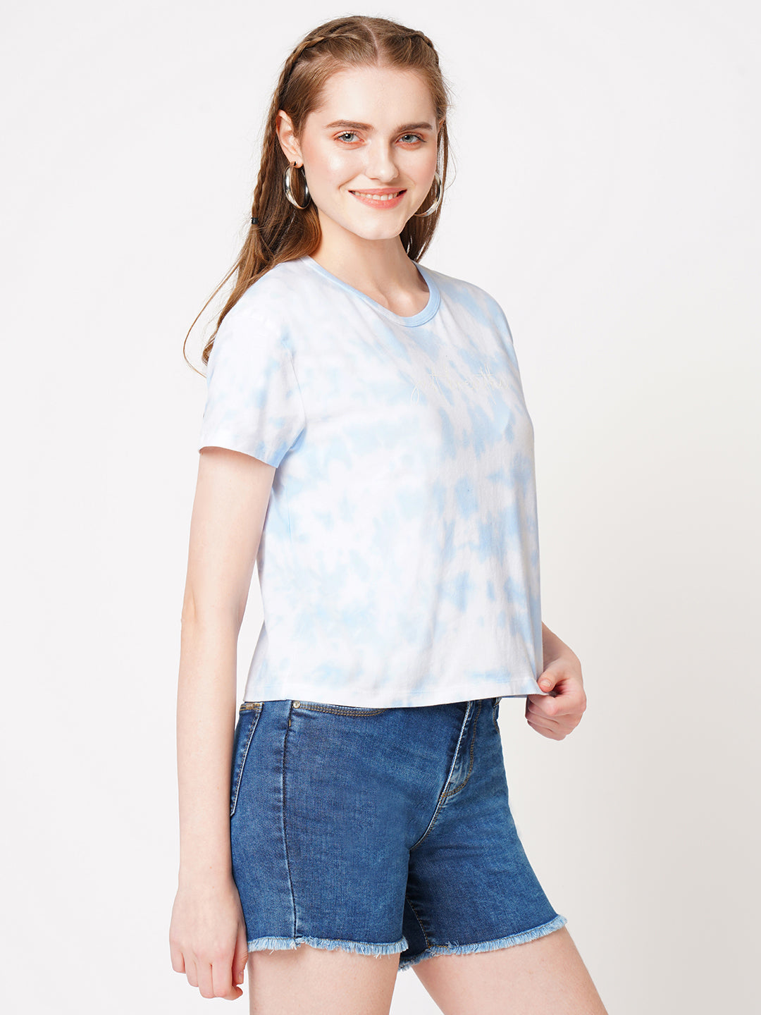 Women Sky Tie & Dye Slim T-Shirt