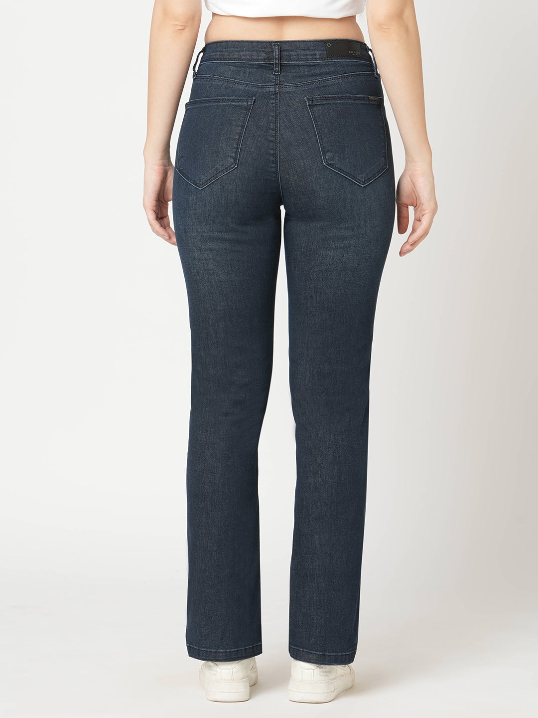 Women Blue High-Rise Slim Straight Fit Jeans