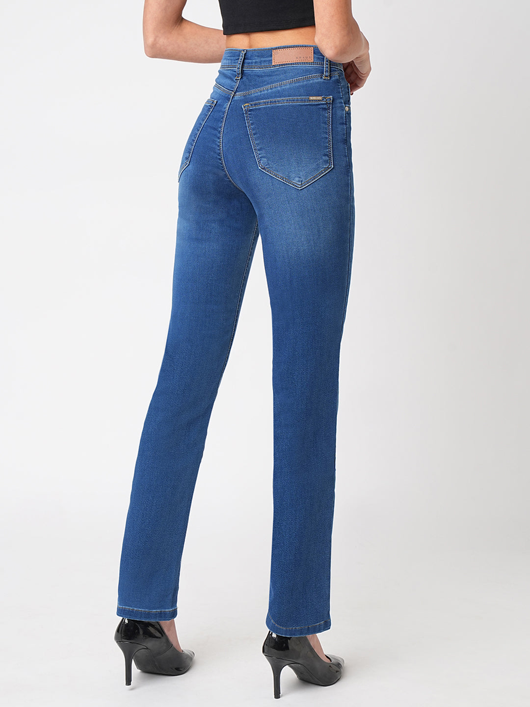 Women Blue High-Rise Slim Straight Fit Jeans