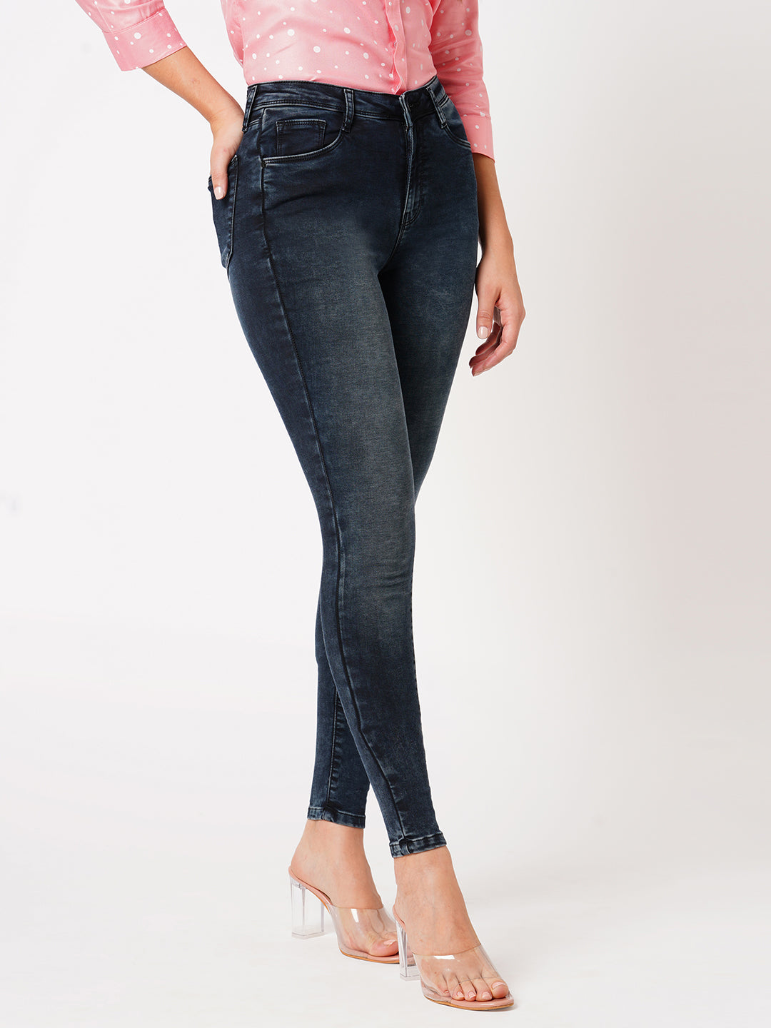 Women Carbon Black High-Rise Skinny Jeans