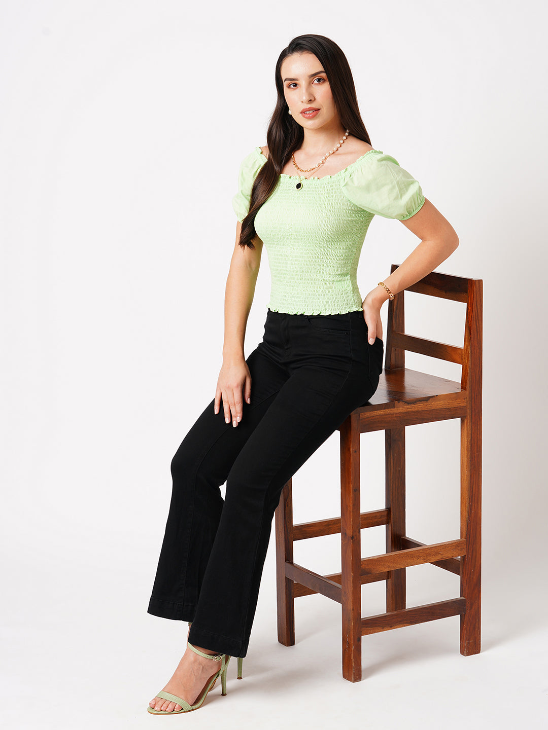 Women High-Rise Mini Flare Jeans