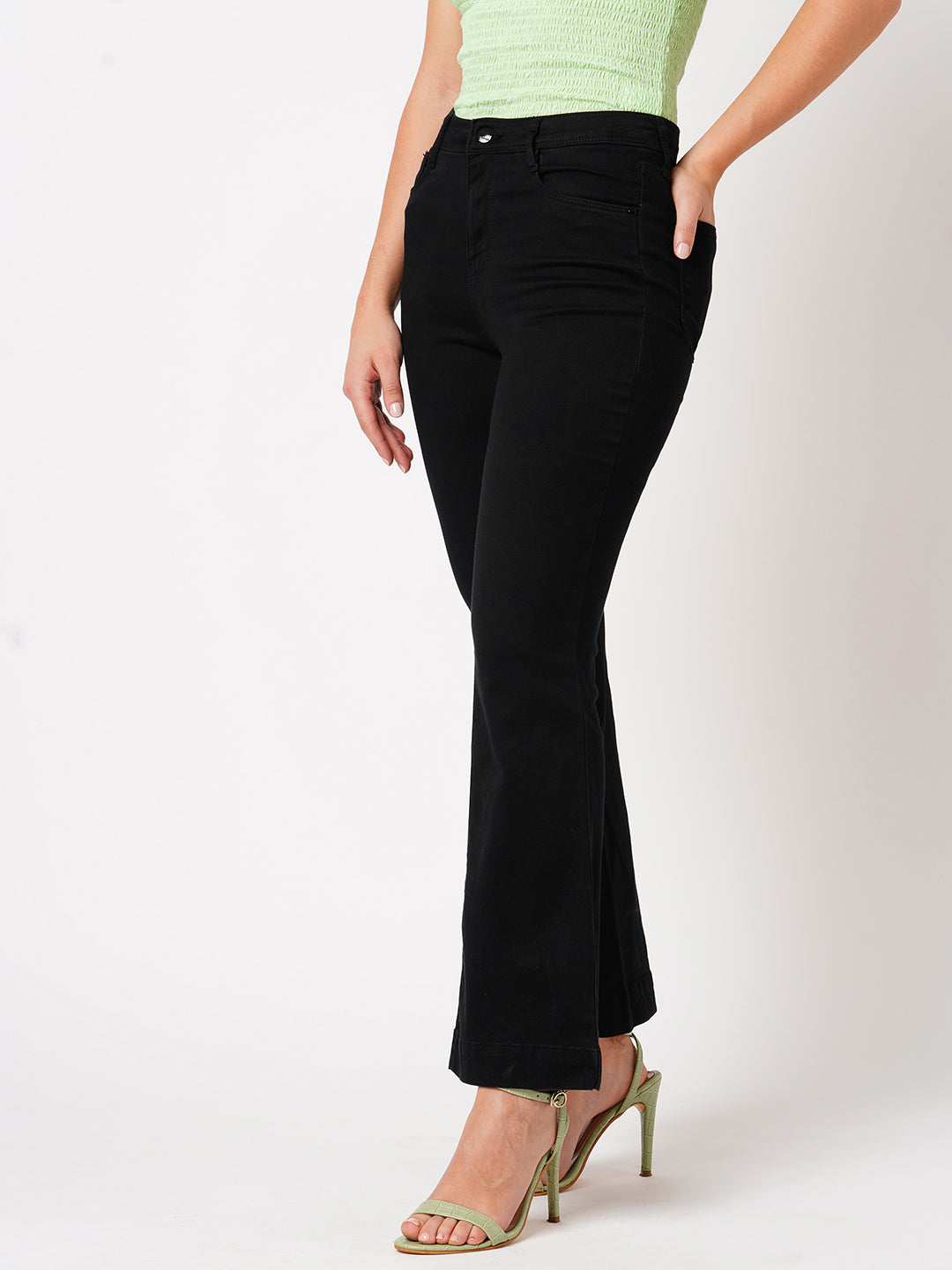 Women High-Rise Mini Flare Jeans