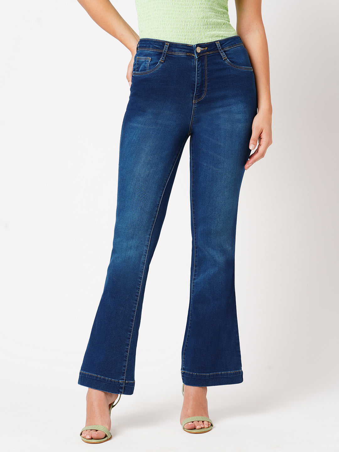 Women Blue High-Rise Flare Jeans