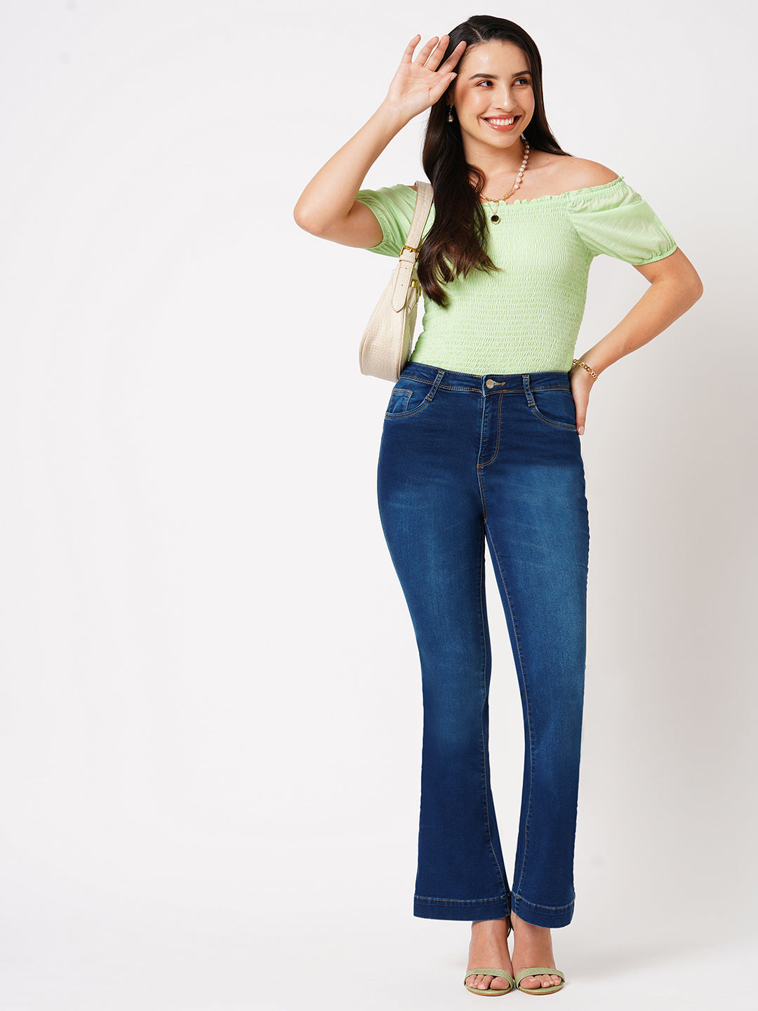 Women Blue High-Rise Flare Jeans