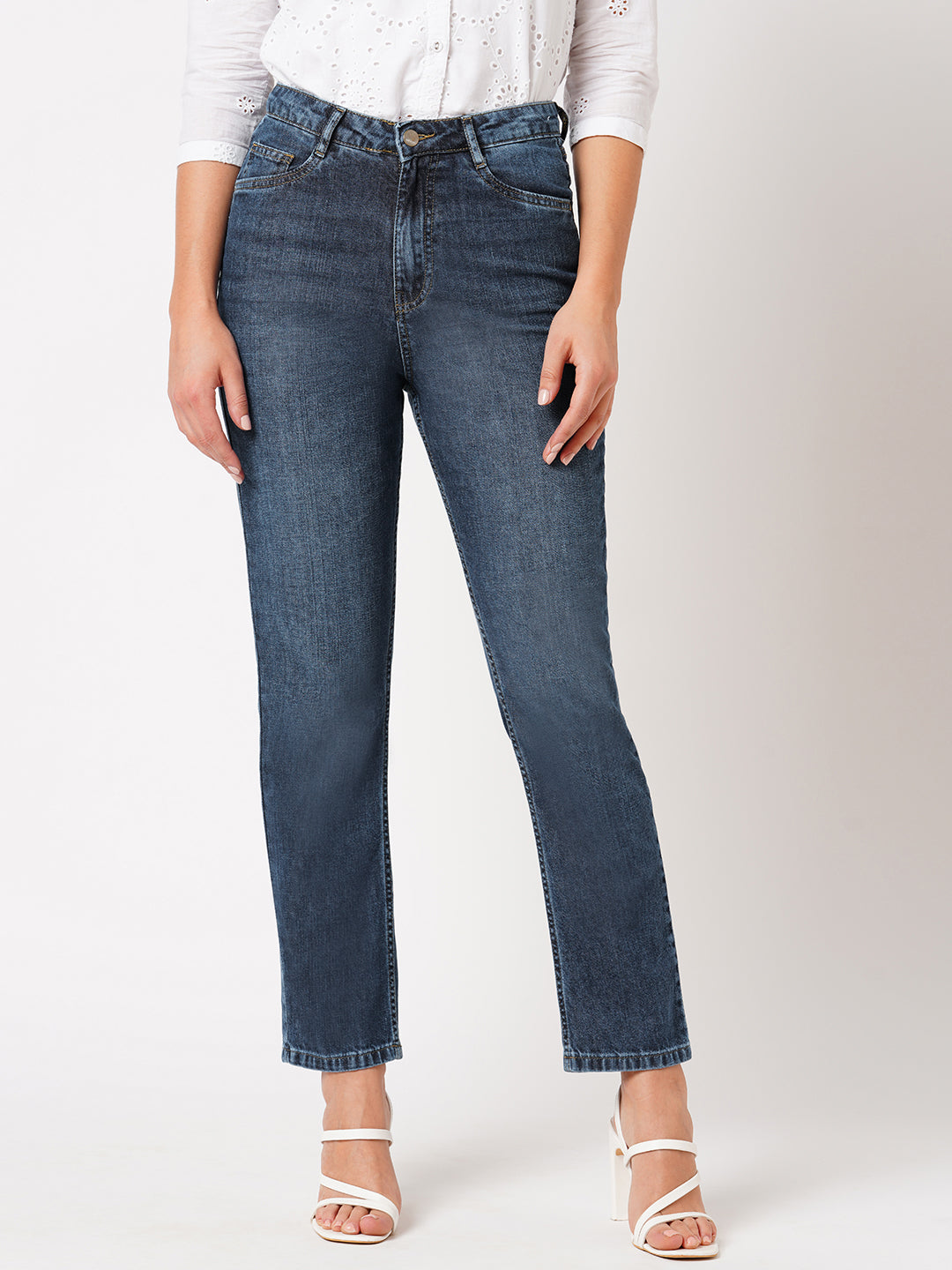Women High-Rise Relaxed Straight Fit Jeans