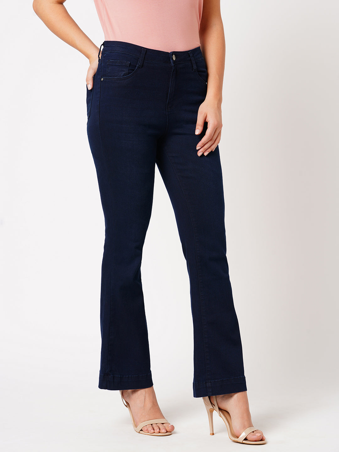 Women Dark Blue High-Rise Flare Jeans