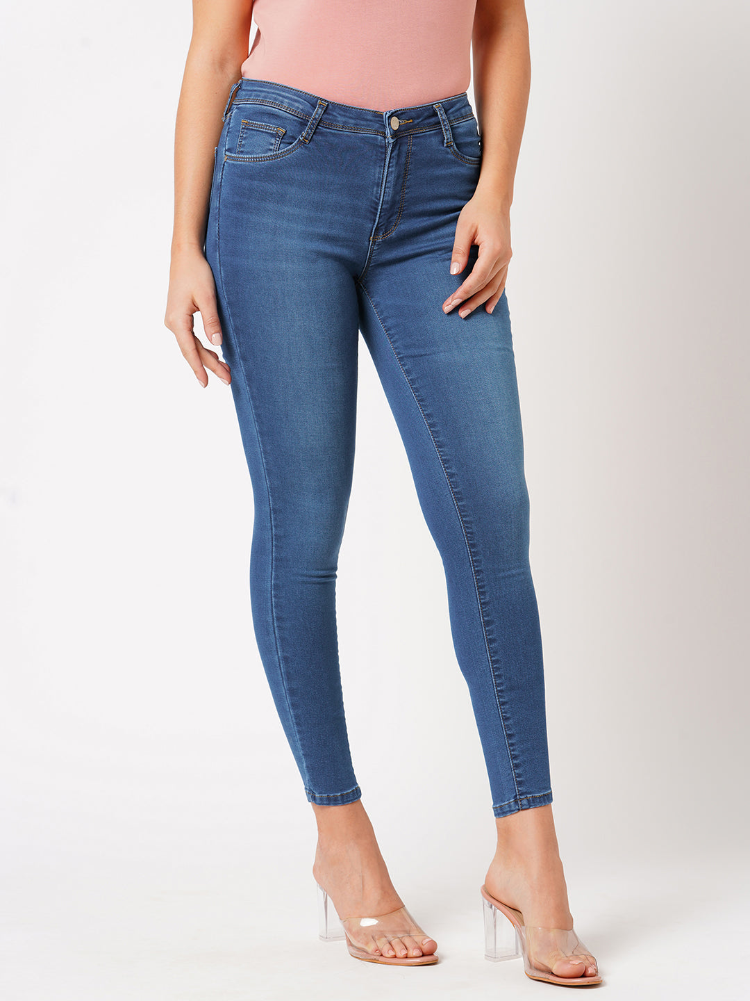 Women Blue High-Rise Skinny Jeans