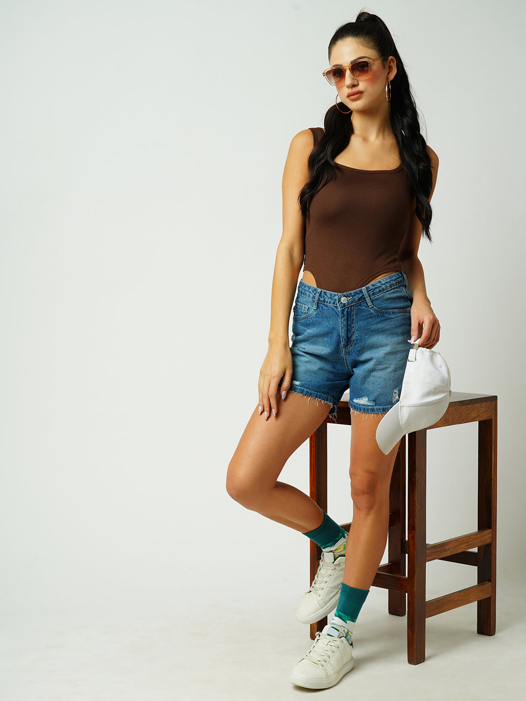 Women Blue High-Rise Slim Shorts