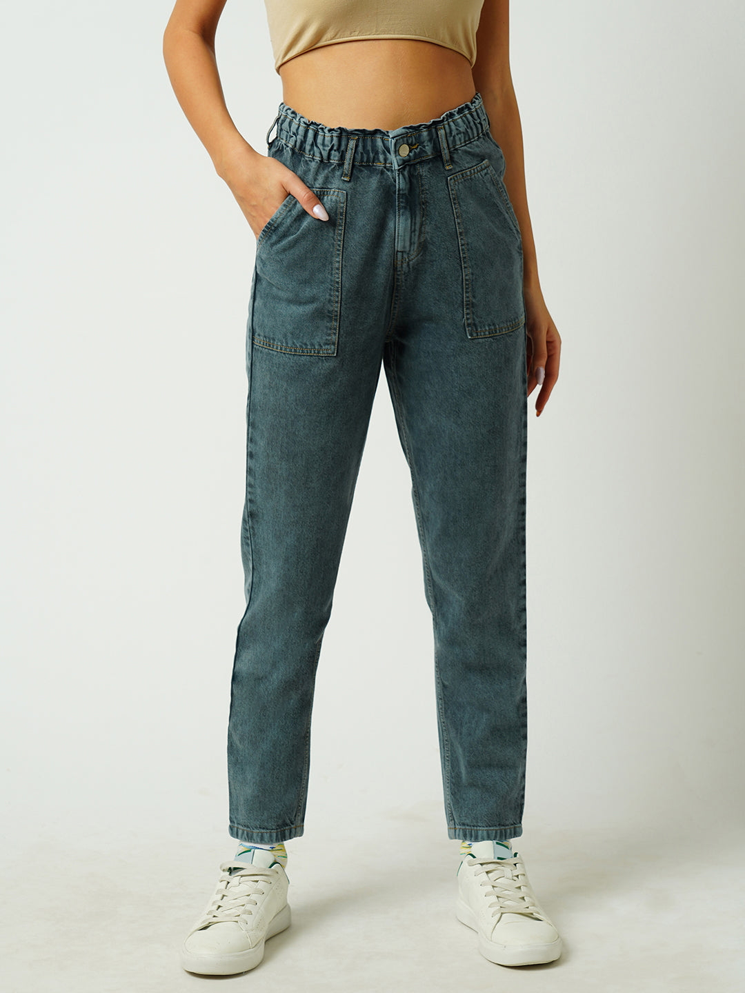 Women Grey High-Rise Baggy Fit Jeans