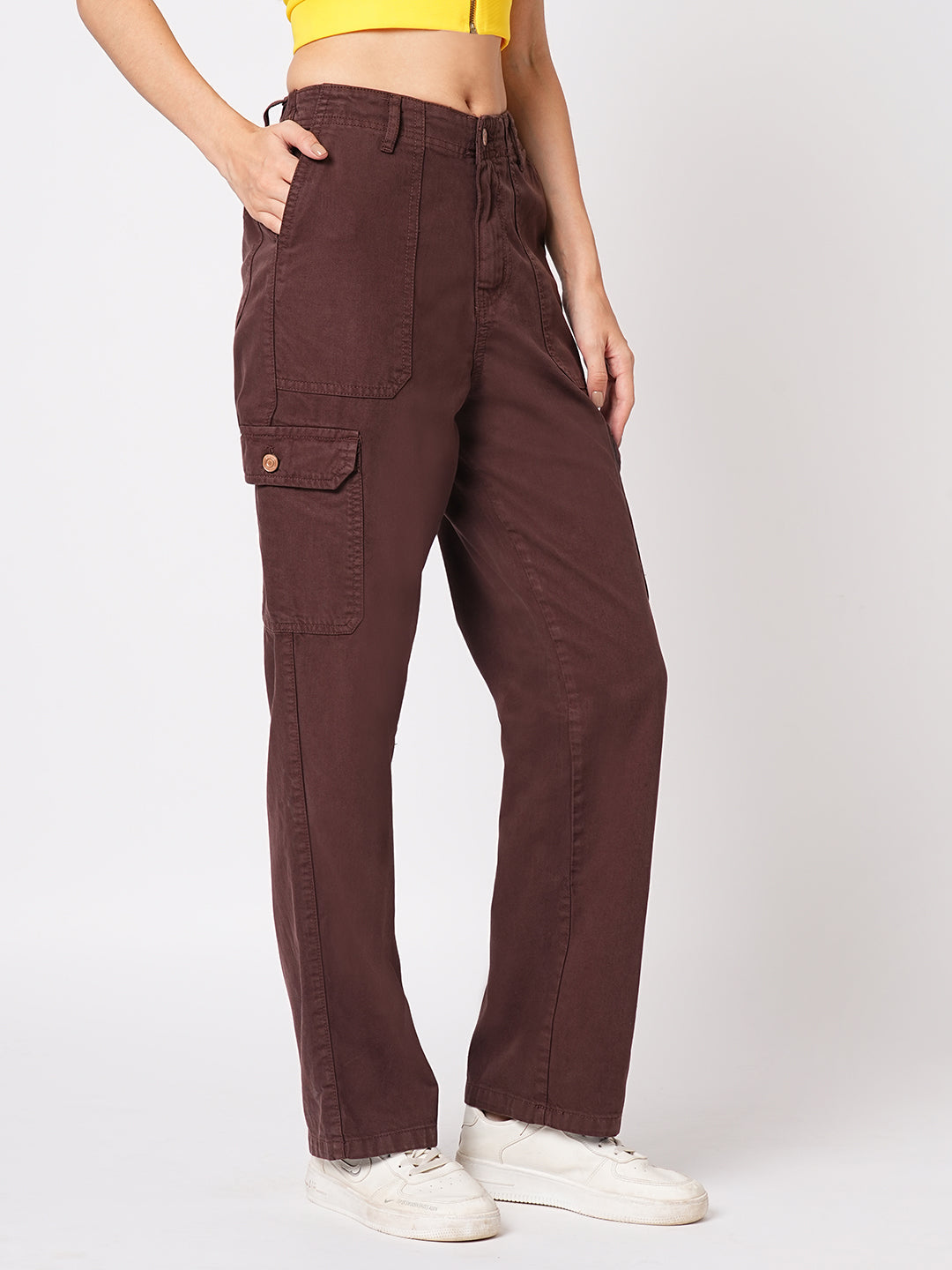 Women Sepia High-Rise Cargo