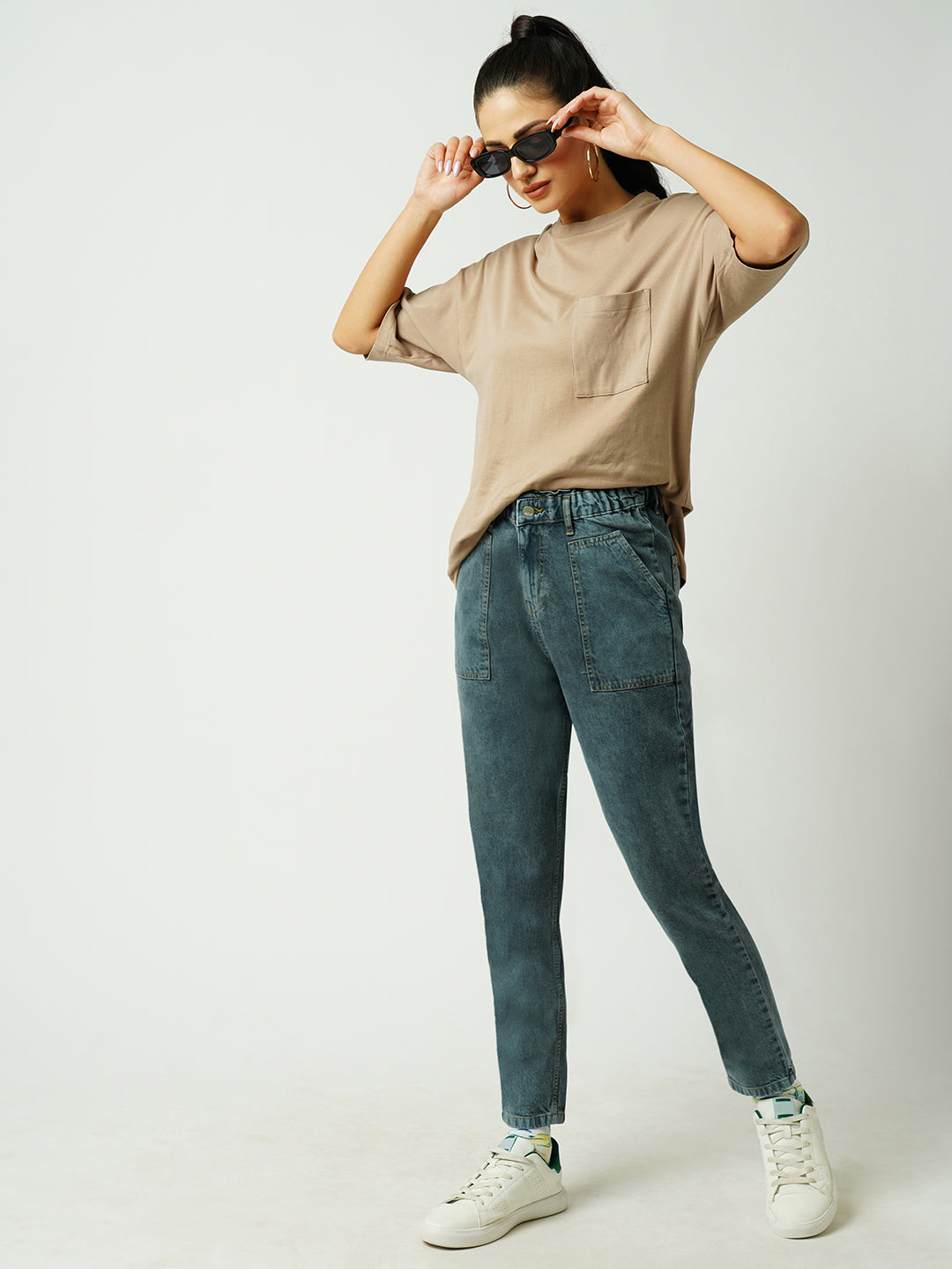 Women Grey High-Rise Baggy Fit Jeans