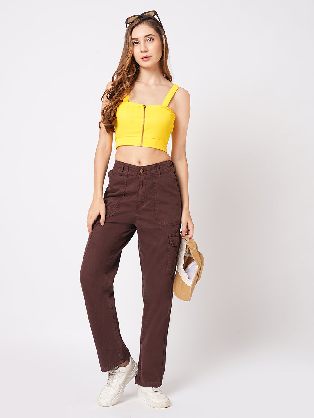 Women Sepia High-Rise Cargo
