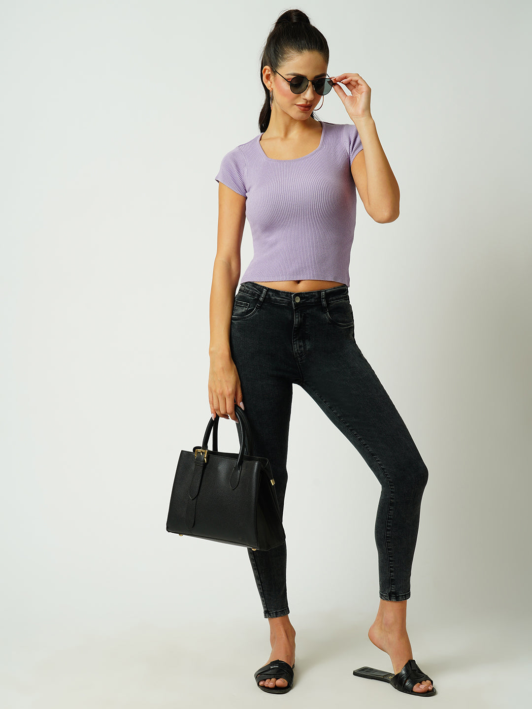 Women Lilac Flat Knit Top