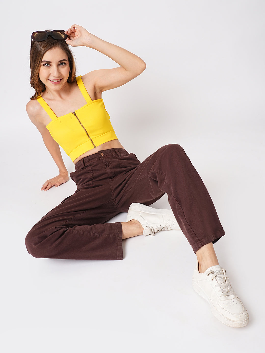 Women Sepia High-Rise Cargo