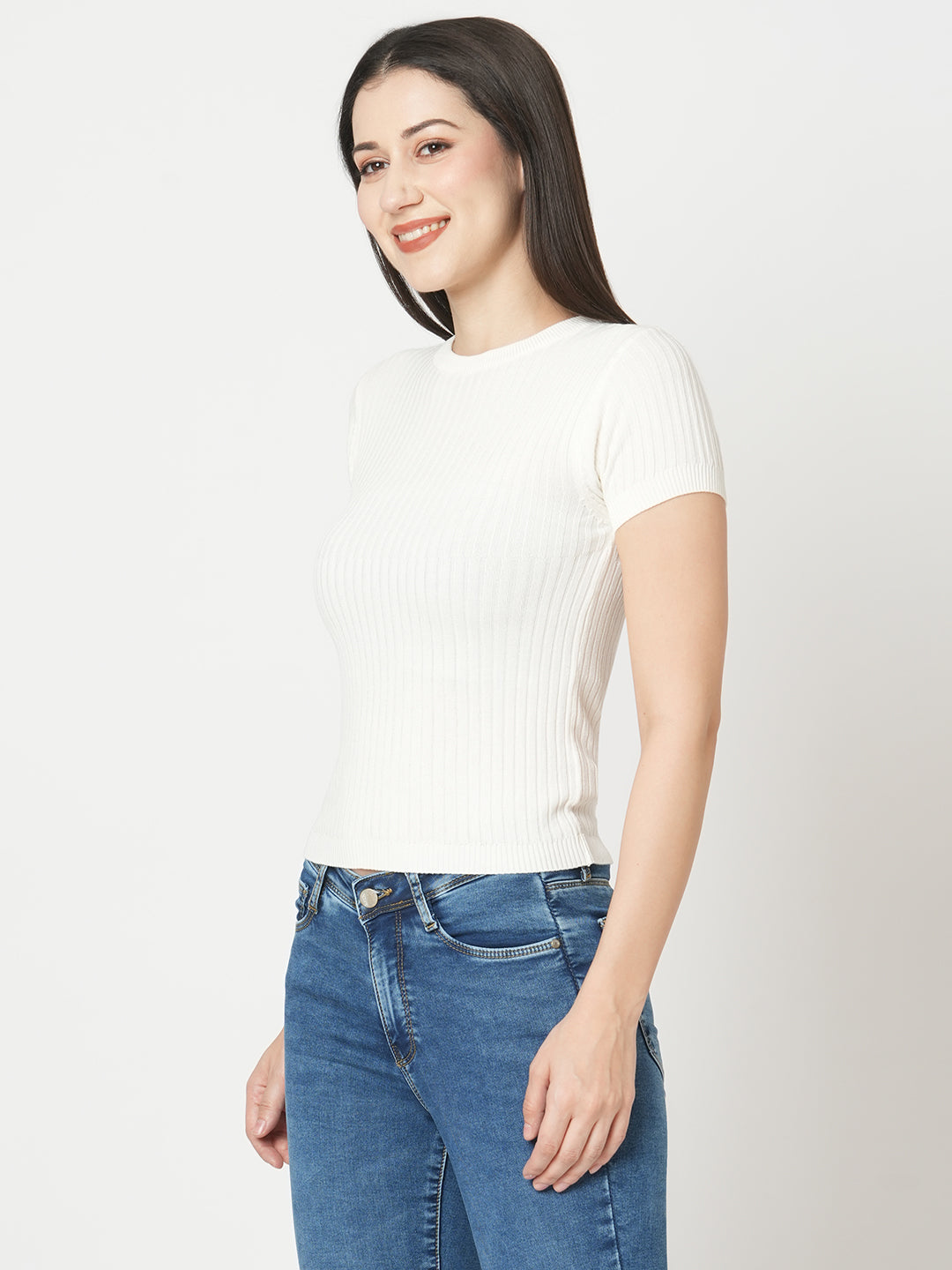 Women White Flat Knit Top