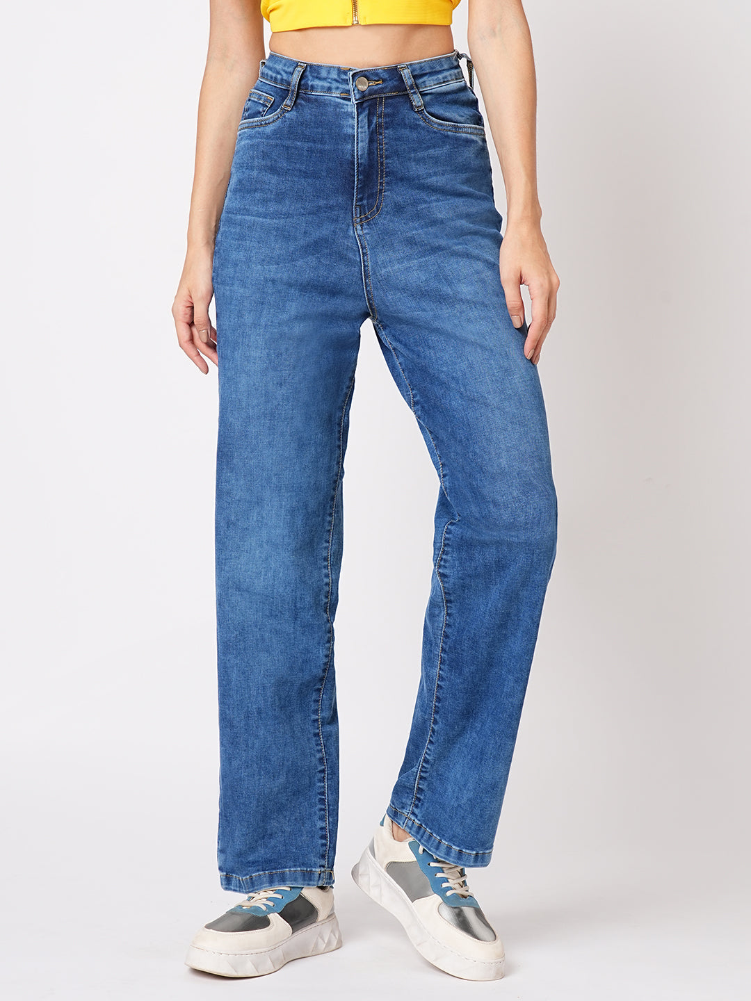 Women High-Rise Loose Straight Fit Jeans
