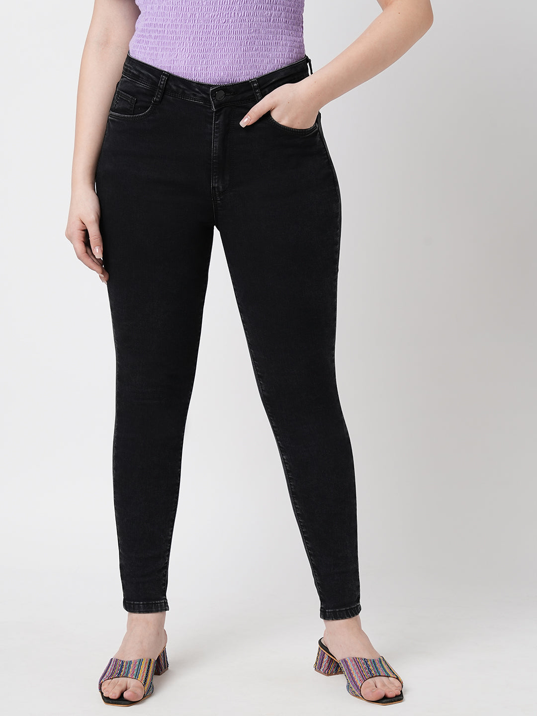 Women Carbon Black Sky High Skinny Jeans