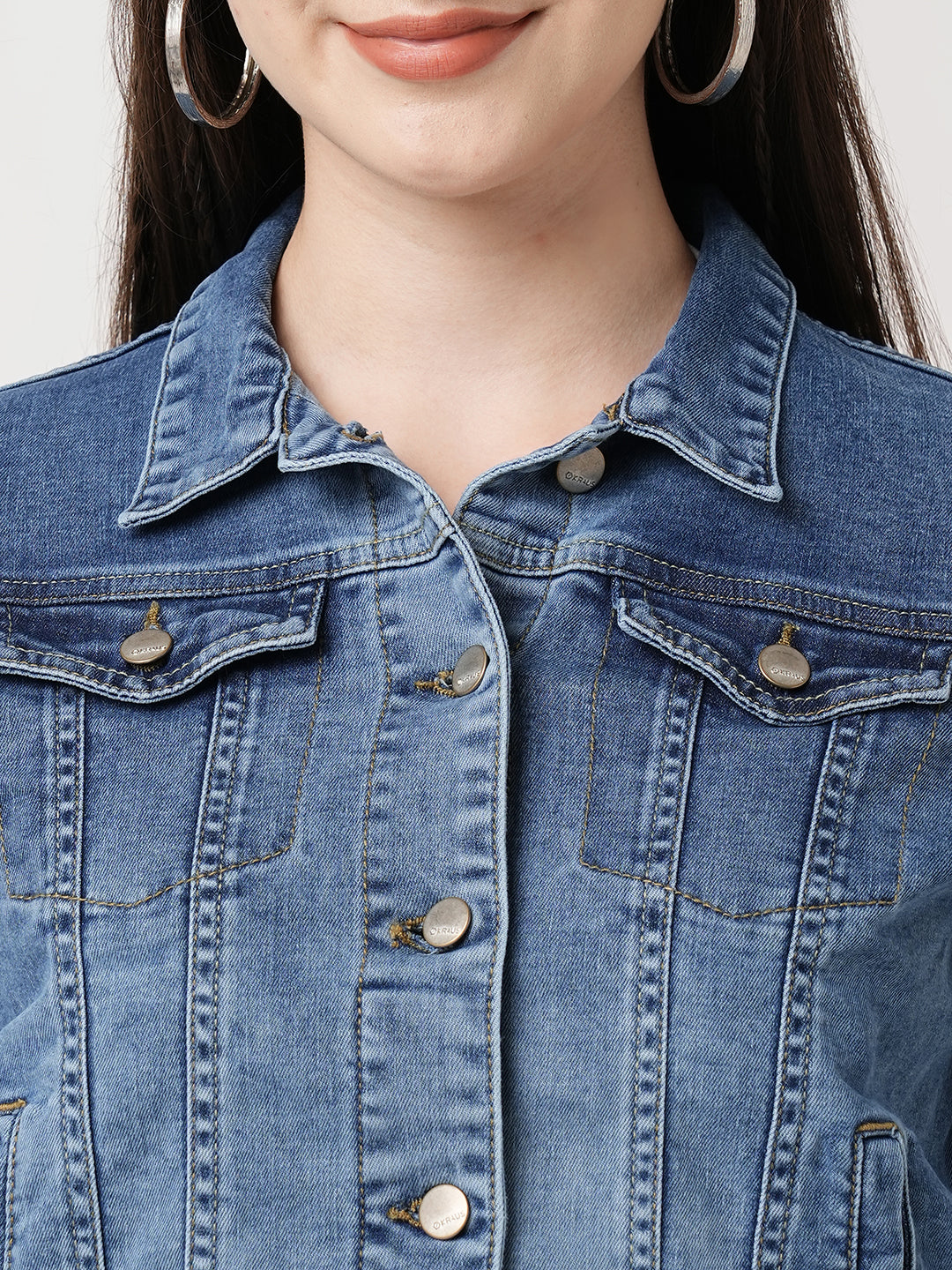 Women Blue Slim Fit Denim Jacket