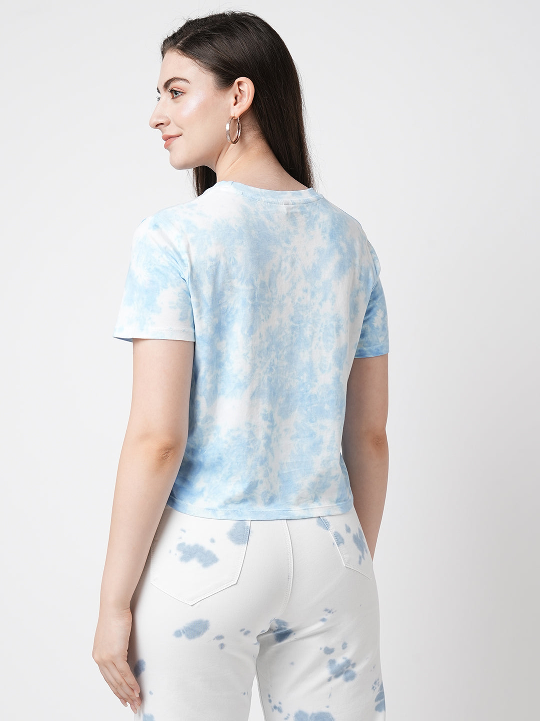 Women Sky Tie & Dye Slim T-Shirt