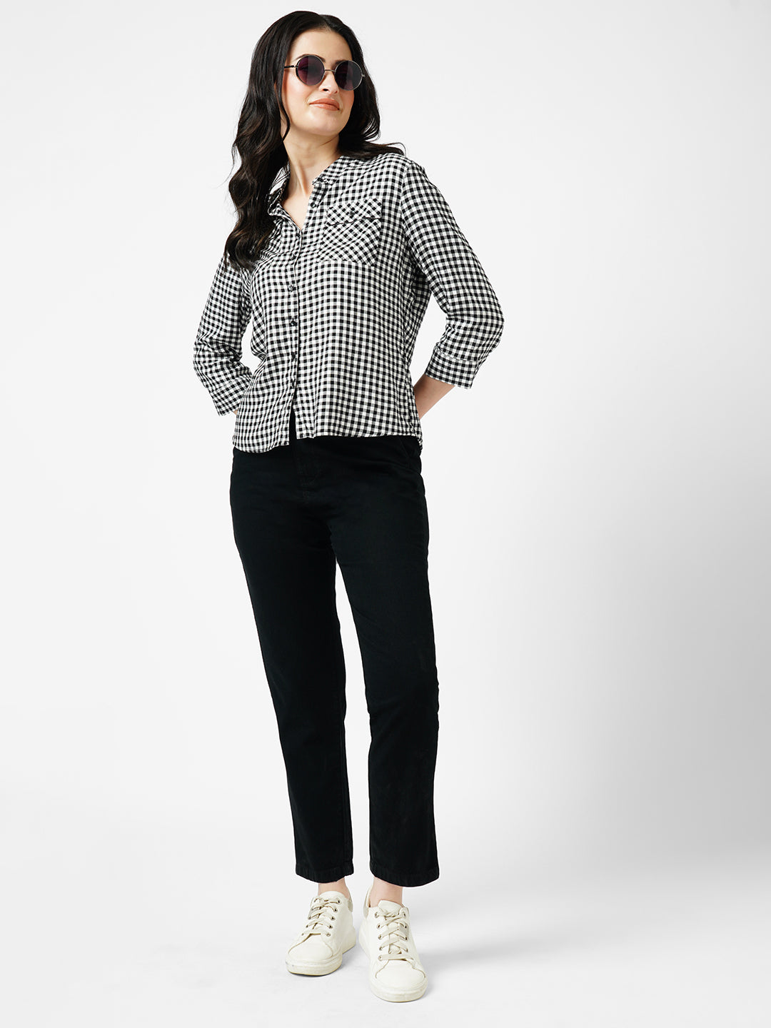 Women Black Mid-Rise Trousers