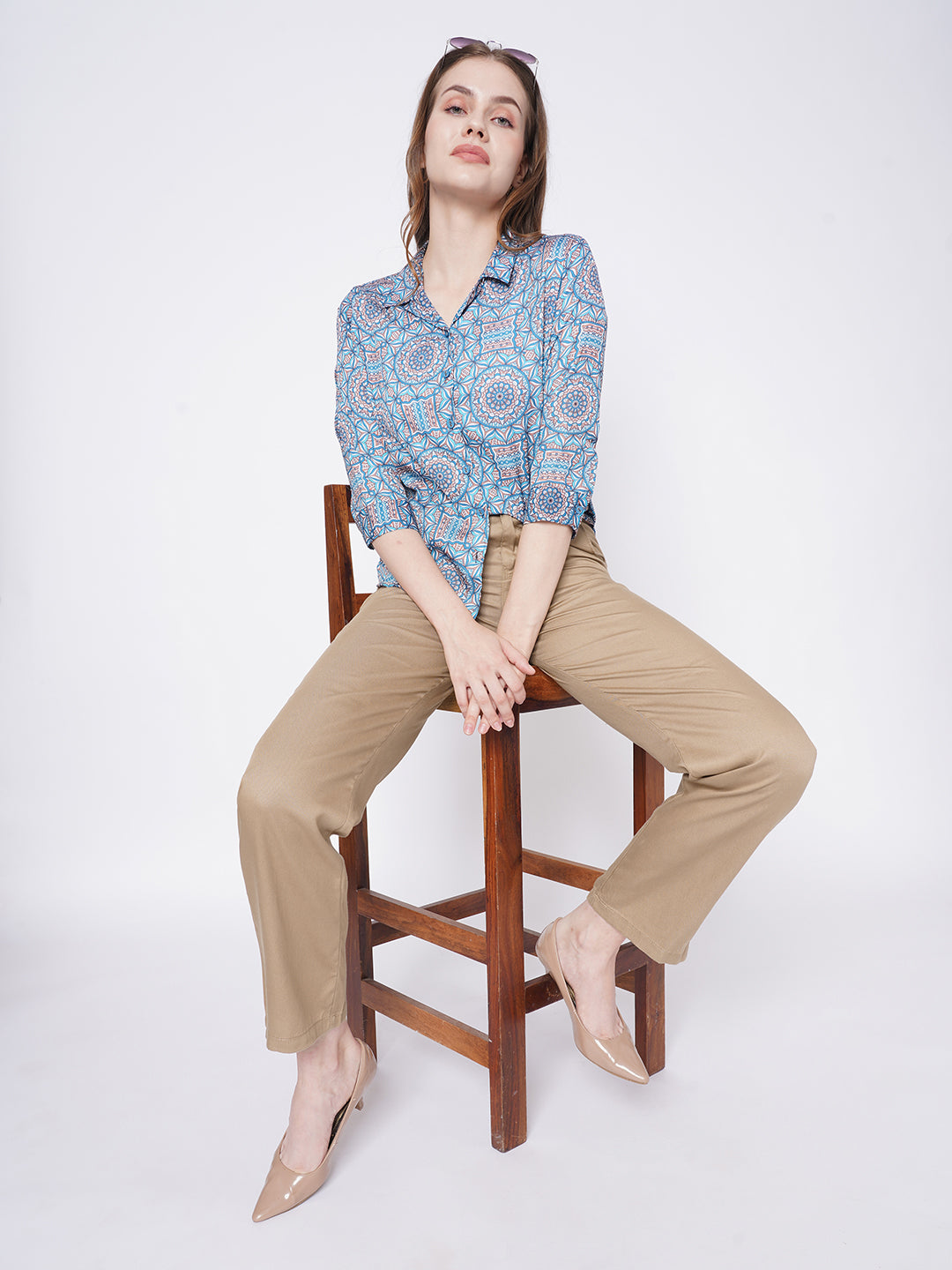 Women Dusty Rose High-Rise Straight Fit Trousers