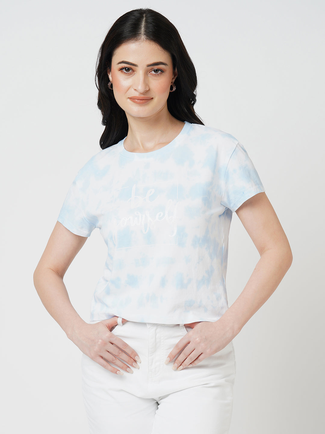 Women Sky Tie Dye Crop Tees