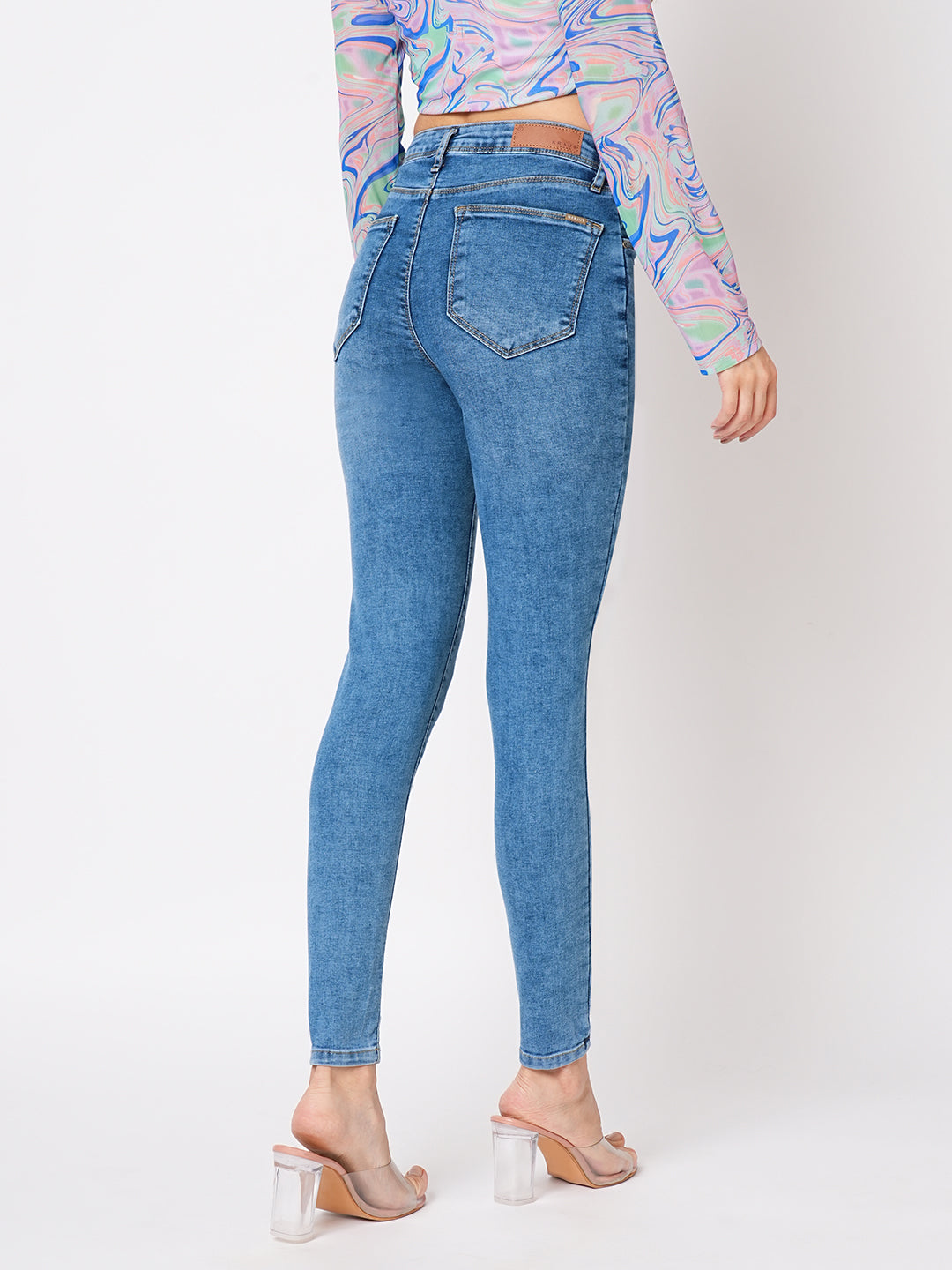 Women Blue High-Rise Skinny Jeans