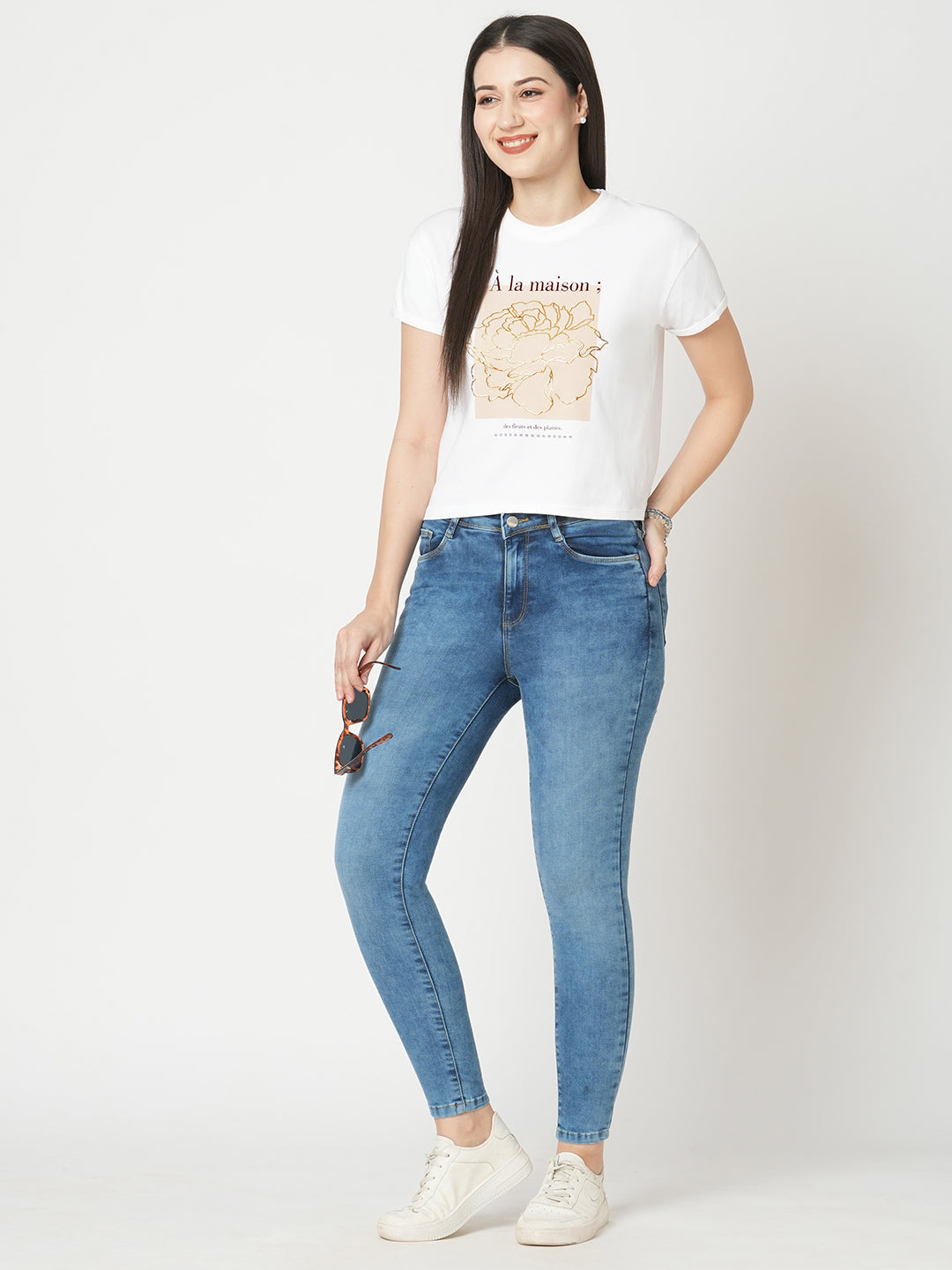 Women White Graphic Tees