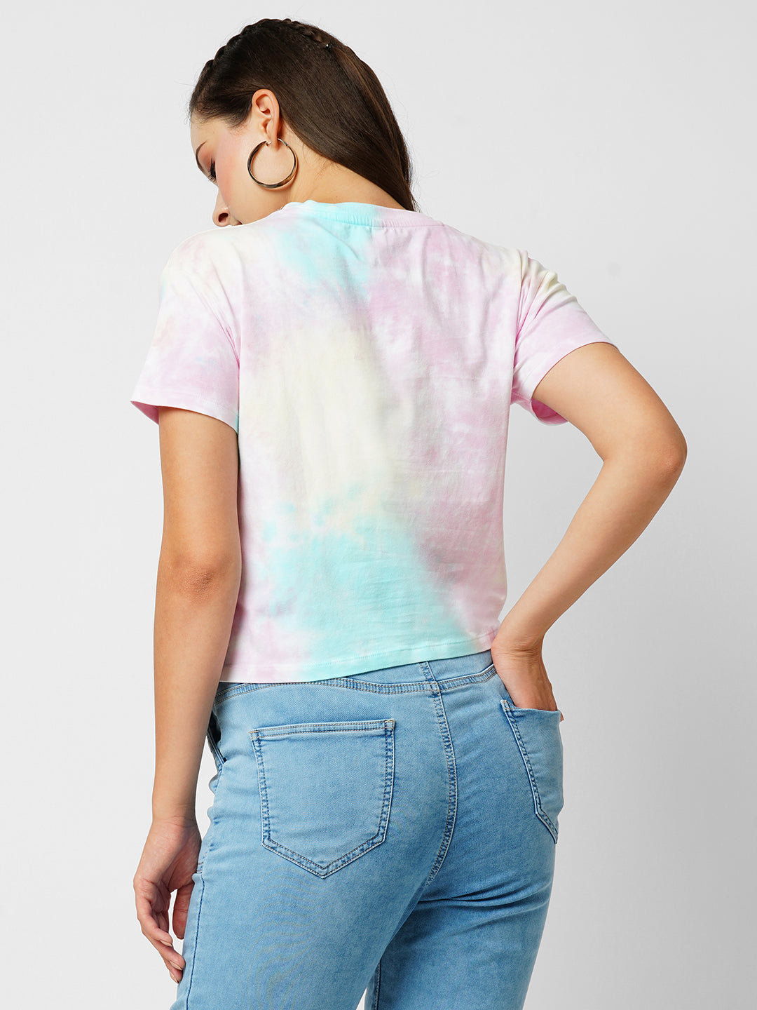 Women Multi Tie & Dye Printed Crop T-Shirt