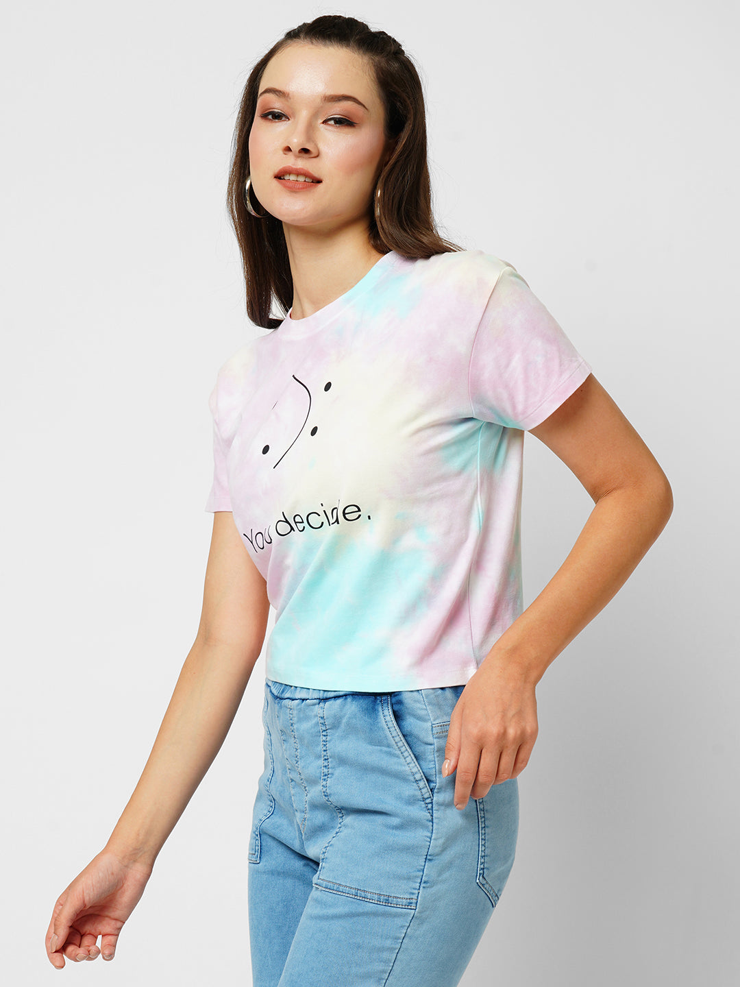 Women Multi Tie & Dye Printed Crop T-Shirt