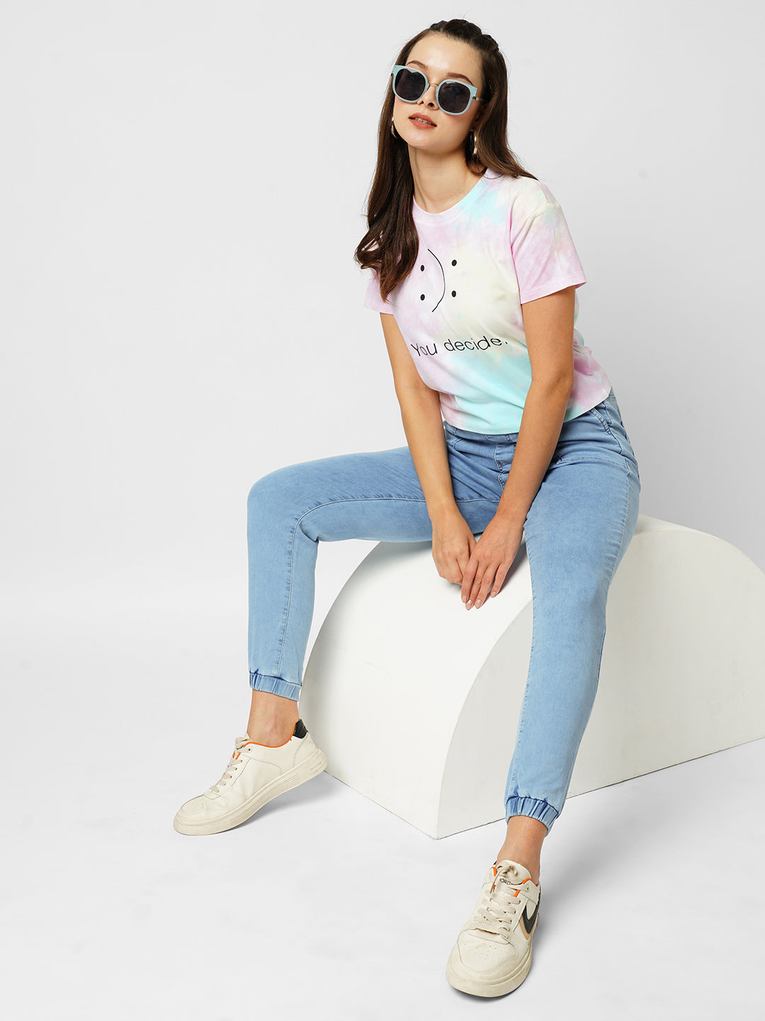 Women Light Blue High-Rise Jogger