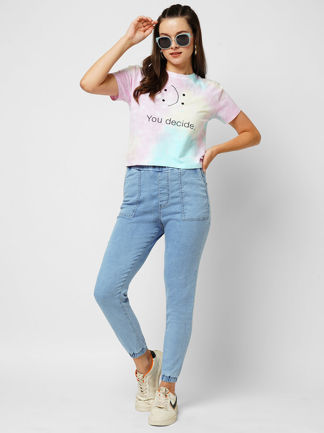 Women Light Blue High-Rise Jogger