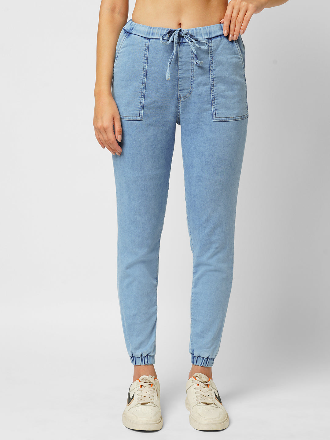 Women Light Blue High-Rise Jogger
