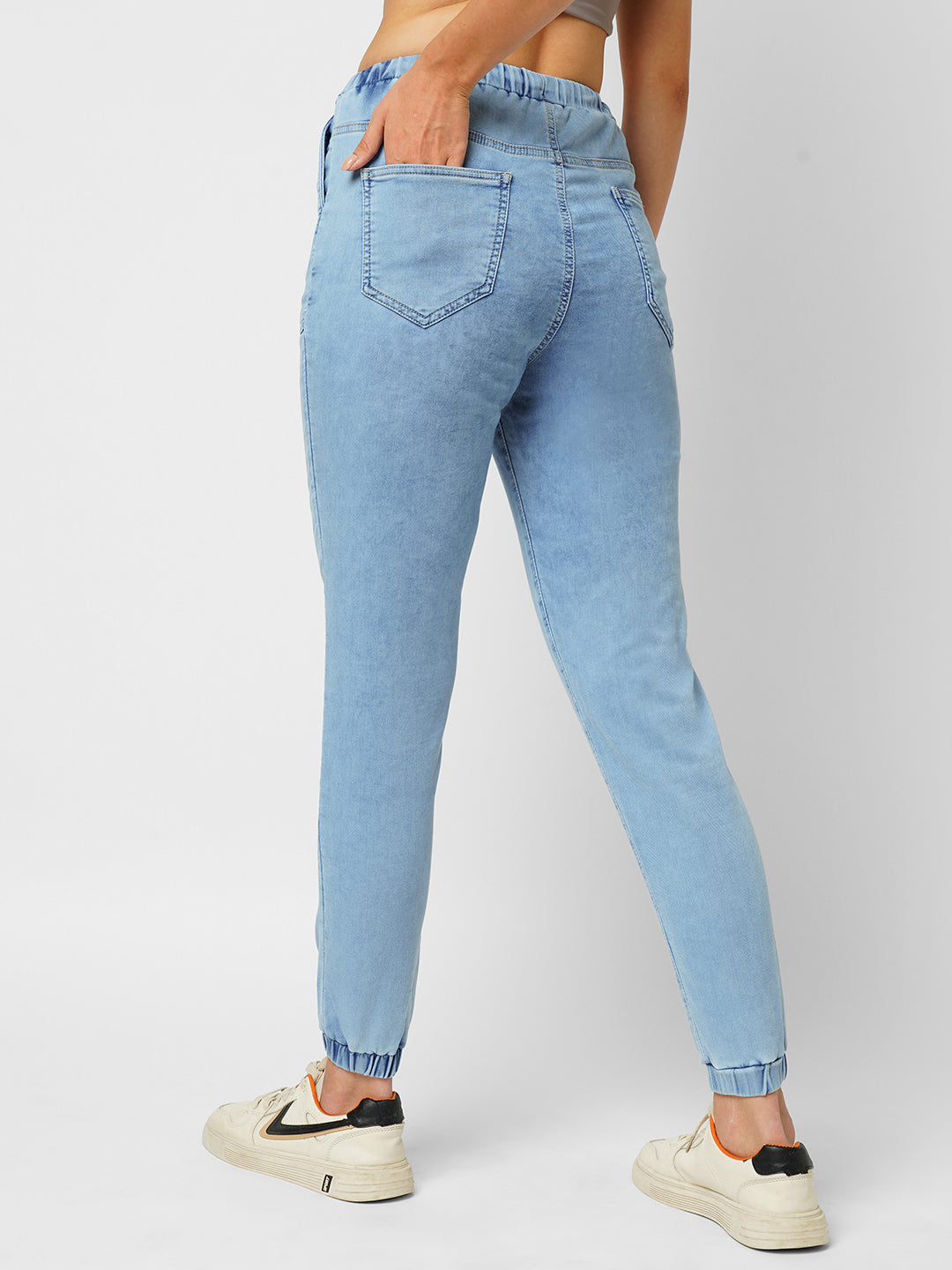 Women Light Blue High-Rise Jogger
